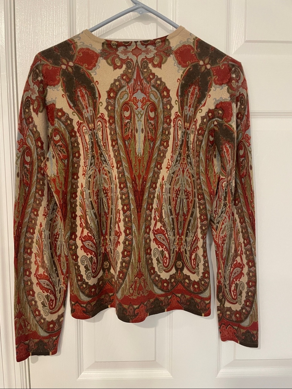 Neiman Marcus 100% Pure Cashmere Paisley Cardigan Sweater Size L - Picture 4 of 7